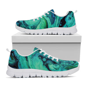 Turquoise Acid Melt Print White Sneakers