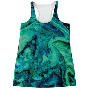 Turquoise Acid Melt Print Women's Racerback Tank Top