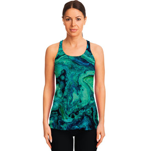 Turquoise Acid Melt Print Women's Racerback Tank Top