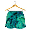 Turquoise Acid Melt Print Women's Shorts