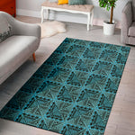 Turquoise African Ethnic Pattern Print Area Rug