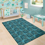 Turquoise African Ethnic Pattern Print Area Rug
