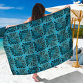 Turquoise African Ethnic Pattern Print Beach Sarong Wrap