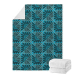 Turquoise African Ethnic Pattern Print Blanket