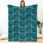 Turquoise African Ethnic Pattern Print Blanket