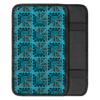 Turquoise African Ethnic Pattern Print Car Center Console Cover