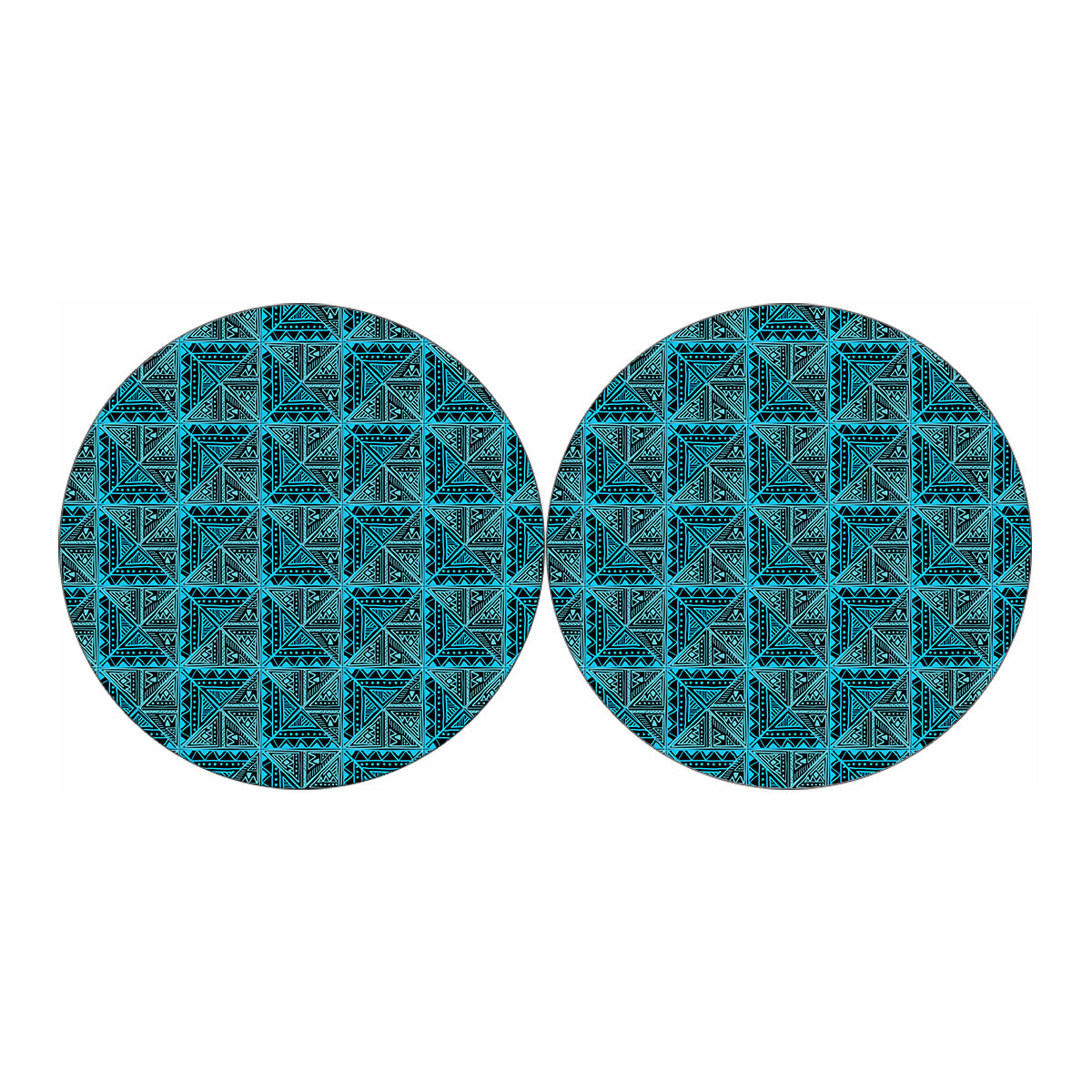 Turquoise African Ethnic Pattern Print Car Coasters