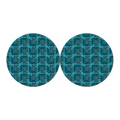 Turquoise African Ethnic Pattern Print Car Coasters