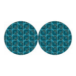 Turquoise African Ethnic Pattern Print Car Coasters