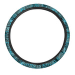 Turquoise African Ethnic Pattern Print Car Steering Wheel Cover