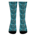 Turquoise African Ethnic Pattern Print Crew Socks