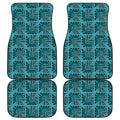 Turquoise African Ethnic Pattern Print Front and Back Car Floor Mats
