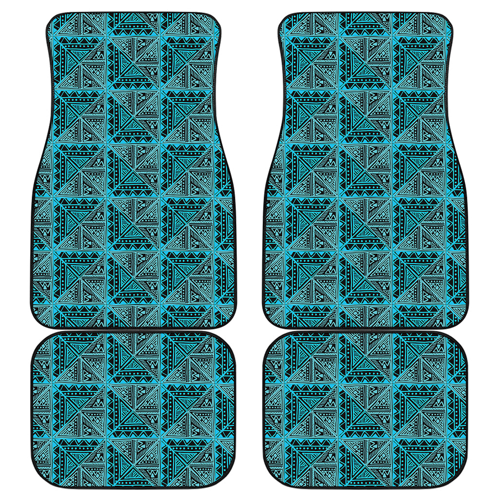 Turquoise African Ethnic Pattern Print Front and Back Car Floor Mats