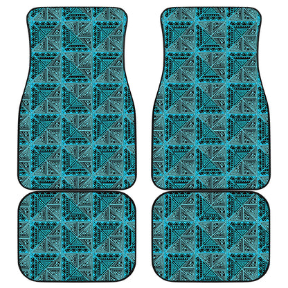 Turquoise African Ethnic Pattern Print Front and Back Car Floor Mats