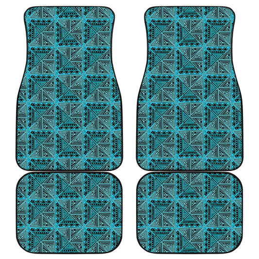 Turquoise African Ethnic Pattern Print Front and Back Car Floor Mats