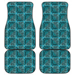 Turquoise African Ethnic Pattern Print Front and Back Car Floor Mats