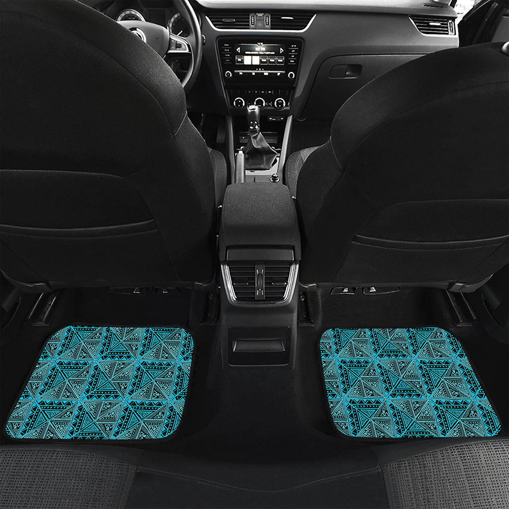 Turquoise African Ethnic Pattern Print Front and Back Car Floor Mats