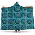 Turquoise African Ethnic Pattern Print Hooded Blanket