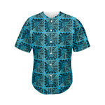 Turquoise African Ethnic Pattern Print Men's Baseball Jersey