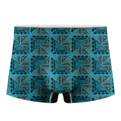 Turquoise African Ethnic Pattern Print Men's Boxer Briefs