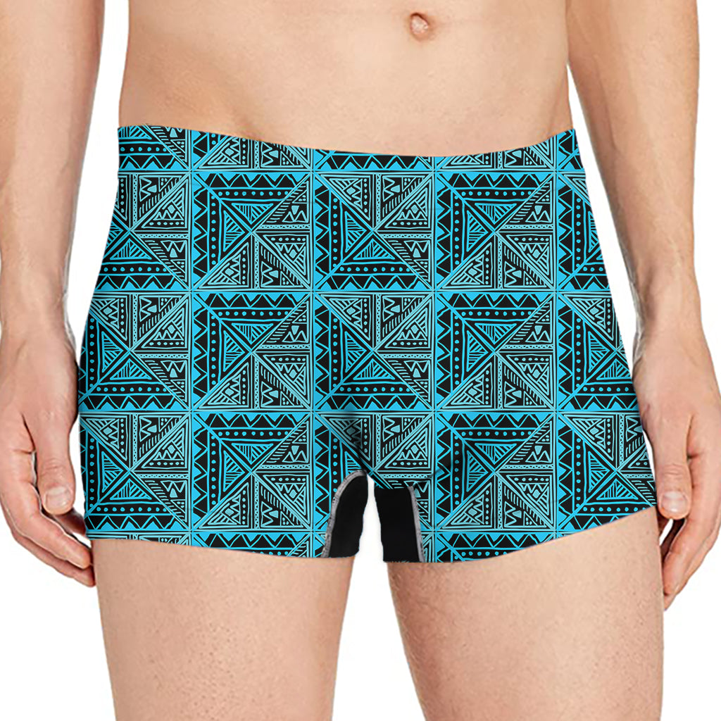 Turquoise African Ethnic Pattern Print Men's Boxer Briefs