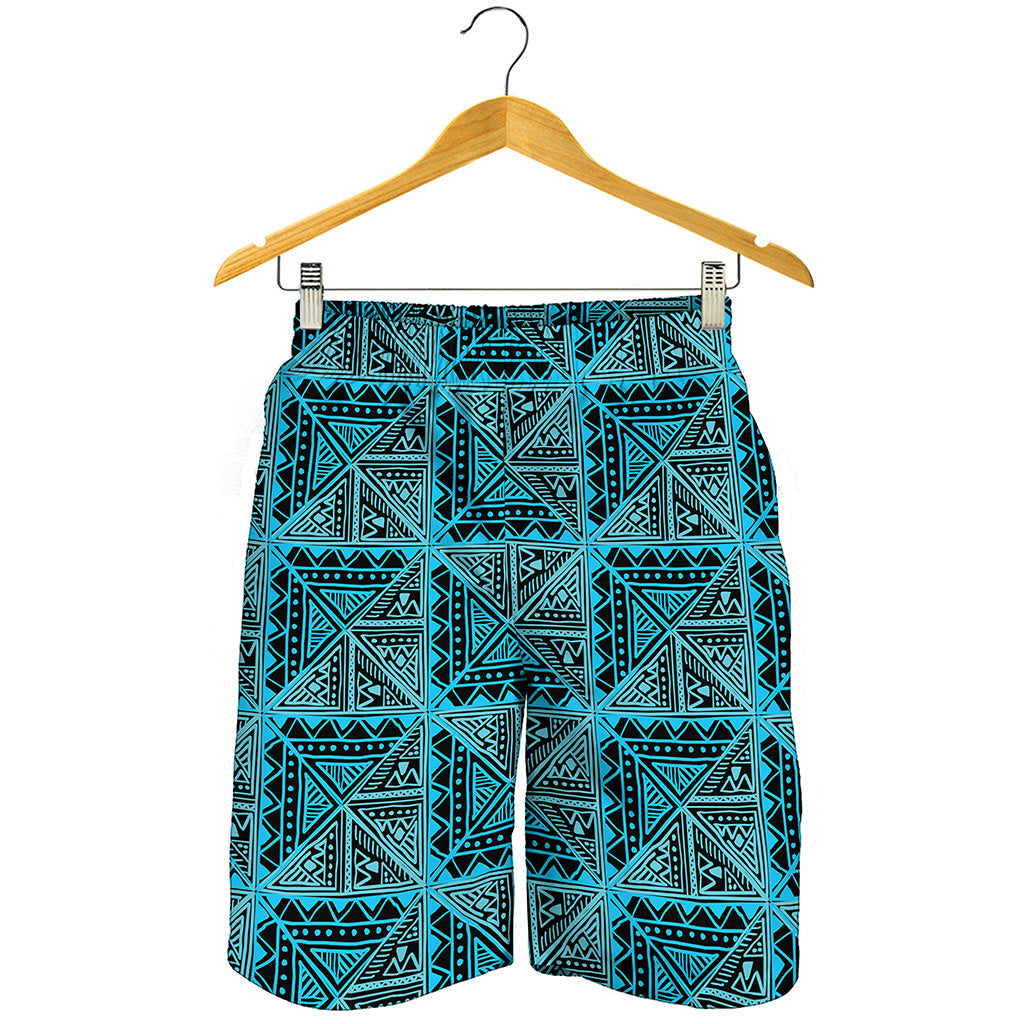 Turquoise African Ethnic Pattern Print Men's Shorts