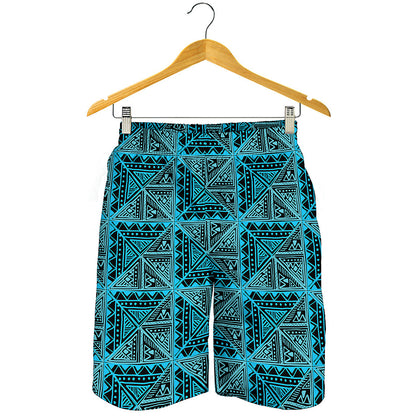 Turquoise African Ethnic Pattern Print Men's Shorts
