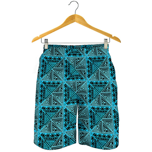 Turquoise African Ethnic Pattern Print Men's Shorts