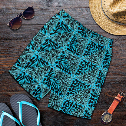 Turquoise African Ethnic Pattern Print Men's Shorts