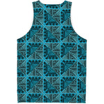 Turquoise African Ethnic Pattern Print Men's Tank Top