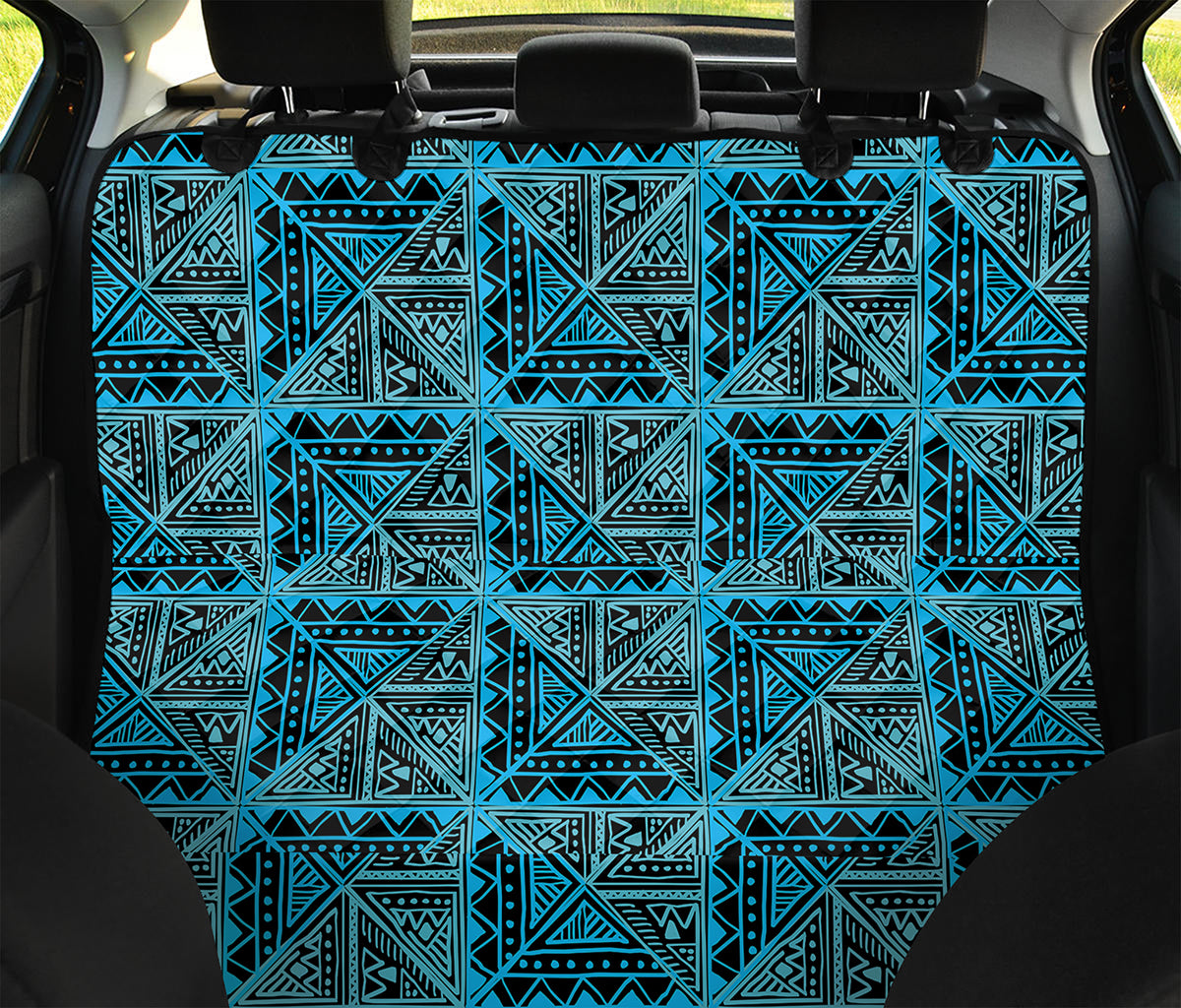 Turquoise African Ethnic Pattern Print Pet Car Back Seat Cover