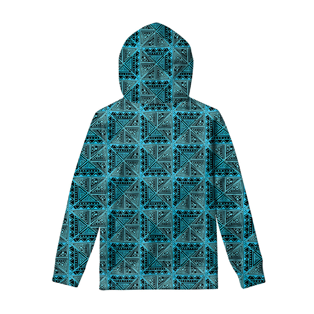 Turquoise African Ethnic Pattern Print Pullover Hoodie