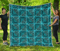 Turquoise African Ethnic Pattern Print Quilt