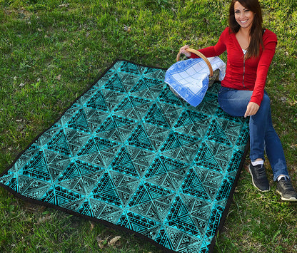 Turquoise African Ethnic Pattern Print Quilt