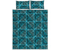 Turquoise African Ethnic Pattern Print Quilt Bed Set