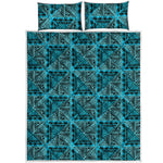 Turquoise African Ethnic Pattern Print Quilt Bed Set