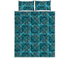 Turquoise African Ethnic Pattern Print Quilt Bed Set