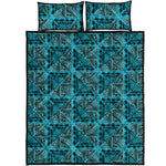 Turquoise African Ethnic Pattern Print Quilt Bed Set