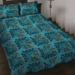 Turquoise African Ethnic Pattern Print Quilt Bed Set