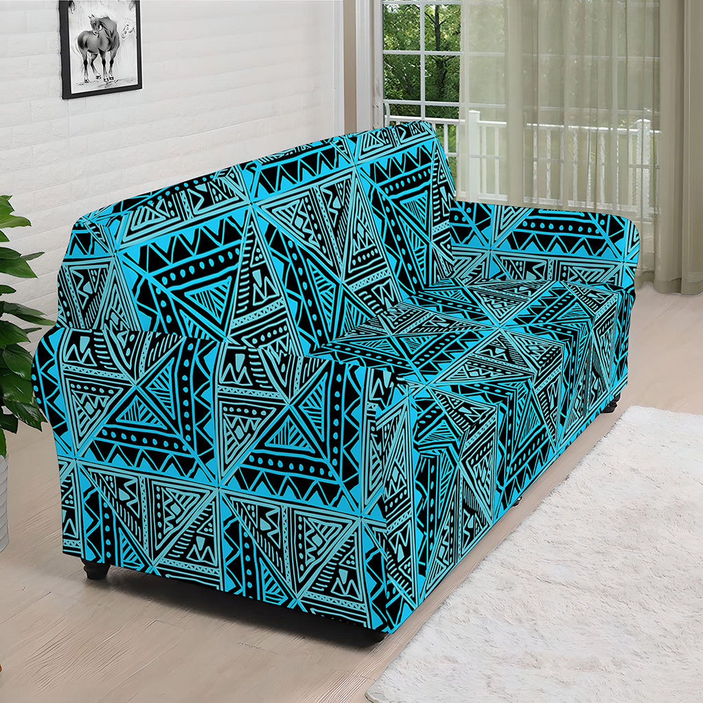Turquoise African Ethnic Pattern Print Sofa Cover