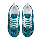 Turquoise African Ethnic Pattern Print White Sneakers