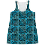 Turquoise African Ethnic Pattern Print Women's Racerback Tank Top