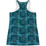 Turquoise African Ethnic Pattern Print Women's Racerback Tank Top