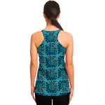 Turquoise African Ethnic Pattern Print Women's Racerback Tank Top