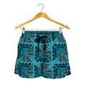 Turquoise African Ethnic Pattern Print Women's Shorts