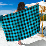 Turquoise And Black Buffalo Check Print Beach Sarong Wrap