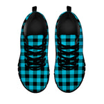 Turquoise And Black Buffalo Check Print Black Sneakers