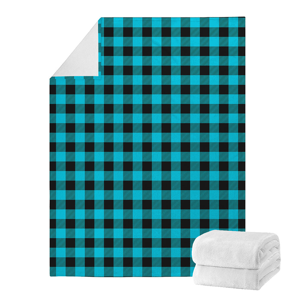 Turquoise And Black Buffalo Check Print Blanket
