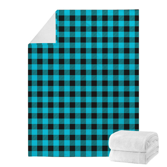 Turquoise And Black Buffalo Check Print Blanket