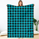 Turquoise And Black Buffalo Check Print Blanket